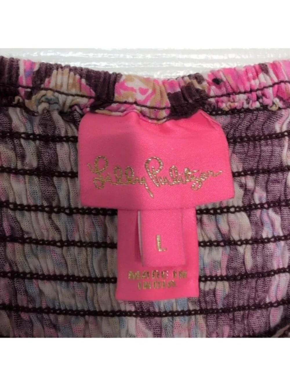 Lilly Pulitzer Floral Mini Jilly Sleeved Midi Dress Girls Size Large Purple Cott